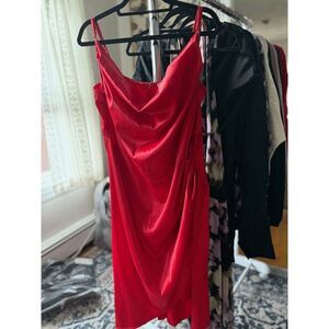NWT Rebdolls Red Midi Ruched Slip Dress